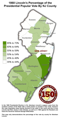 Lincoln's NJ 1860 County Percentage of the Popular Vote