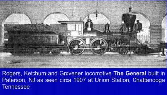Rogers, Ketchum and Grovener locomotive The General built in Paterson, NJ as seen circa 1907 at Union Station, Chattanooga Tennessee